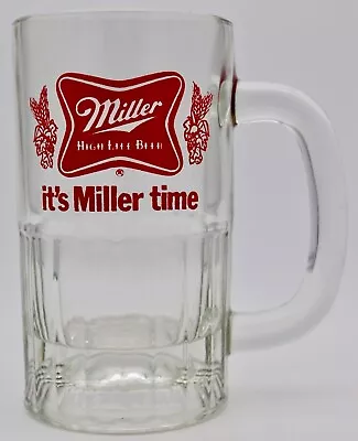 Vintage Miller High Life Beer  It's Miller Time  Clear Glass Mug Stein • $9.95