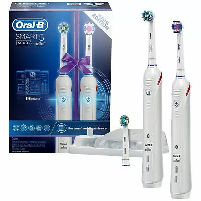 $220 • Buy Oral B Smart 5 5000 Electric Toothbrush White Dual Handle Rechargeable Bluetooth