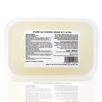 Clear 475g Melt And Pour Soap Base - Glycerin Soap Making Block Tub • £13.31