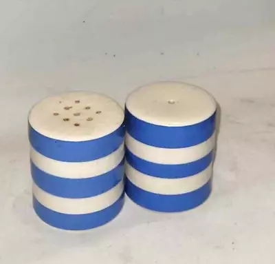 T G Green Cornishware Salt And Pepper Pots Blue And White Striped • £19.95