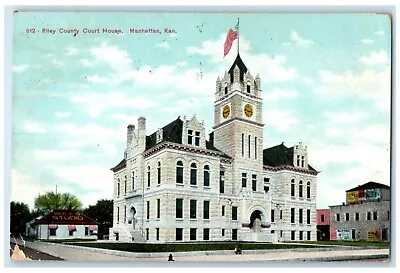 1911 Exterior View Riley County Court House Building Manhattan Kansas Postcard • $14.98