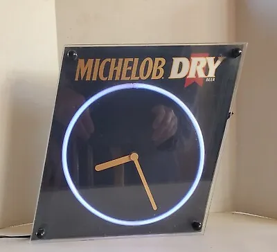 1992 Michelob Dry  Beer Blue Neon Electric Advertising Wall Clock - Works Great • $39.99
