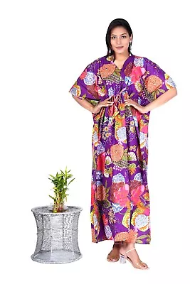 $36.29 • Buy Cotton Purple Fruit Kaftan Night Maxi Dress Indian Women's Clothing Maxi Gown AU