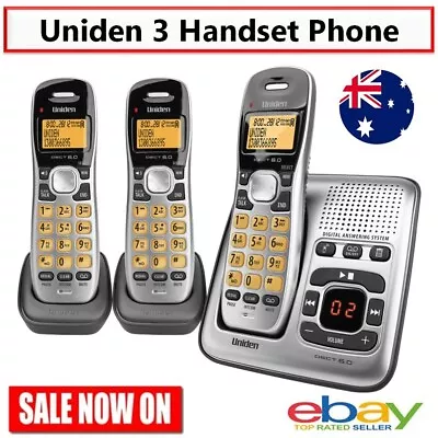 Uniden Cordless 3 Handset Telephone Home Office Phone Digital DECT Answering Mac • $134.90