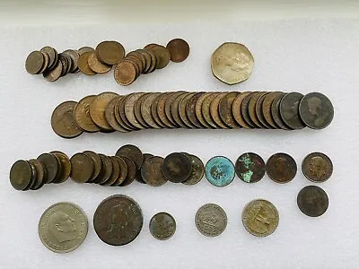 £1.80 • Buy Job Lot Coins Half Penny, Farthings, Vic Half Farthing, 1/2 Pence 50p Foreign