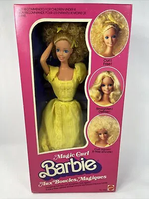 Magic Curl Barbie 3856 Billingual Box NFRB 1981 Mattel Yellow Dress Canada • $108.47