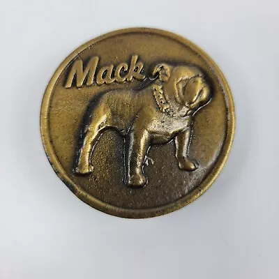 Vintage MACK Truck Dog Trucking SEMI Trucker Bulldog Brass Belt Buckle 2.5  Dia • $19.99