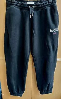 JACK WILLS Womens Tracksuit Trousers Joggers UK 14  Black Thick Cotton Salcombe • £15.95