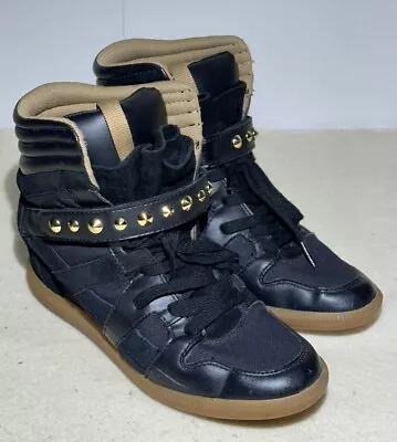 ZARA Hidden Heel Ankle Boots Trainers Sneakers 38 Black Wedge High Top Blogger • $49.99