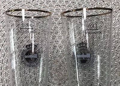 Vintage Warteiner Beer Glasses 0.3L & 0.4L German Gold Rim 9 1/4” & 10”   (1545) • $26
