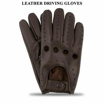 Mens Classic Retro Style Quality Chauffeur Soft Lambskin Leather Driving Gloves • $13.06