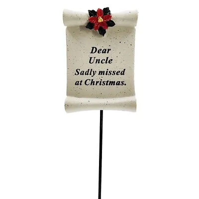 Uncle Christmas Xmas Poinsettia Flower Memorial Tribute Stick Graveside Plaque • £4.69