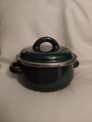 MEGAWARE Cooking Pot .5 Qt  With Lid Green Made In Spain Healthy Enamelware Pot • $15.50