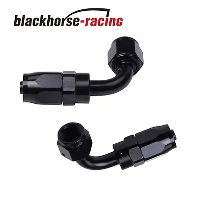 2PC Black AN 6  90 Degree Aluminum Swivel Oil Fuel Line Hose End Fitting 6-AN • $10.95