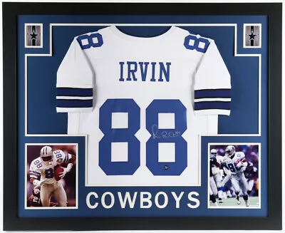 Michael  Playmaker  Irvin Signed Dallas Cowboys 35x43 Framed Jersey (Prova) W.R. • $599.95