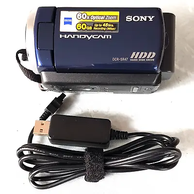 SONY DCR-SR47E Digital Video Camera Camcorder. HDD 60x Opt.Zoom + Batt + Charg • $239