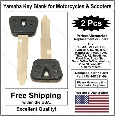 2pak: Yamaha Motorcycle Key Blank - Fits: F1 FJR R1 R6 TDM TRX Vino & Others. • $14.95