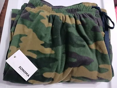 NWT Men's Sonoma Green Camo Fleece Pajama Sleep Pants Size 4XB Lounge • $4.98