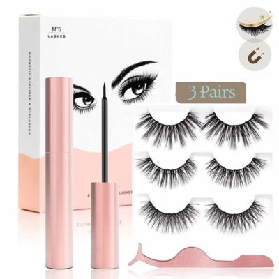 $11.64 • Buy Magnetic Eyelashes Magnetic Eyeliner And Eyelashes Kit Natural False Eyelashes 
