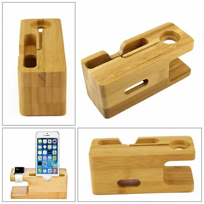 $17.78 • Buy Bamboo Charging Dock Station Charger Holder Stand For IWatch Apple Watch IPhone