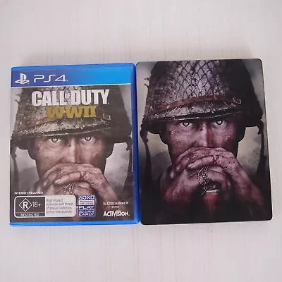 Call Of Duty WWII PS4 PlayStation 4 Video Game With Steelbook And Standard Case • $25