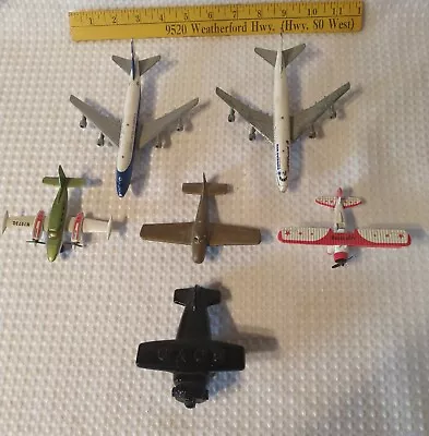 Lot Of 6 Vintage  Small Airplanes  5 Metal 1 Glass Used See Photos • $18.89