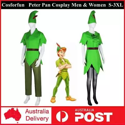 Peter Pan Cosplay Costume Men Women Green Outfits Christmas Uniforms Xmas Gifts~ • $56.99