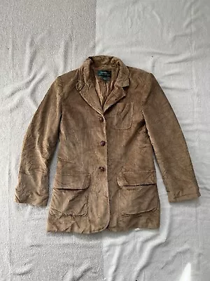 Ladies Ralph Lauren Brown Cord Button Up Vintage Blazer Suit Jacket 8 • £9.99