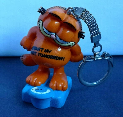 £6.99 • Buy Garfield - 2.5  Pvc Figure - 'i Start My Diet Tomorrow!' Keyring - Bully