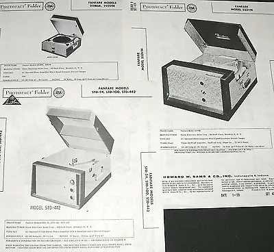 FANFARE Record Player 221BSR 222VM 533VM STD-24 100 442 Lot 3 Photofact Very Gd. • $10.03