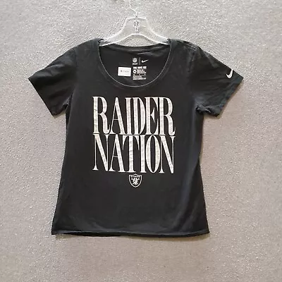 Oakland Raiders Women Top Medium Black Logo Raider Nation Nike Short Sleeve • $13.51