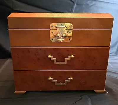 Vintage Wooden Jewelry Box The Commodore By Rosalco? Treasure Booty Pirate Chest • $23