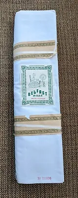 Vintage Irish Linen BELFAST MILLS 10 Yards New Old Stock (NOS) In Paper Ribbon • $135