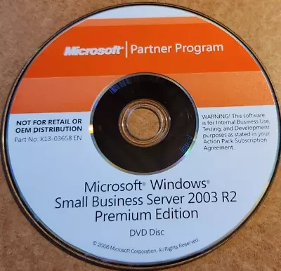 Microsoft Windows Small Business Server 2003 R2 Premium Edition DVD Product Key • $15