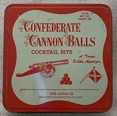 Vintage Byrd Cookie Co Empty Confederate Cannon Balls Cocktail Bits Tin • $12.58