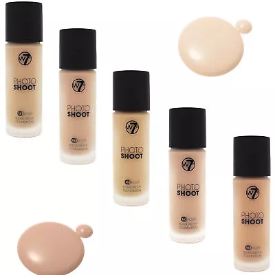 W7 Photoshoot Foundation - Flawless Glass Bottle Matte Skin Fair Tan Liquid Face • £7.70