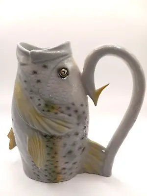 Hand Crafted Trout Fish Shaped Vase Or Mug With Hook Handle. Inscribed Don 1995 • $30