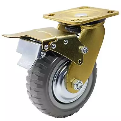 6  Gold Swivel Caster Wheel W/safety B6 Dual Locking Brake Polyurethane Pu Wheel • $57.06