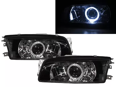 MIRAGE MK5 97-02 Sedan Guide LED Halo Projector Headlight BK For Mitsubishi LHD • $380.55