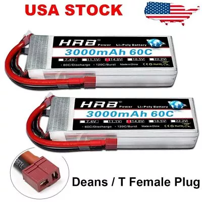 2pcs HRB 4S 3000mAh T Plug Lipo Battery 60C 14.8V For RC Helicopter Truck Drone • $50.99