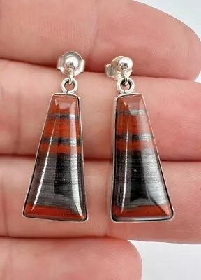 Vintage Tom Lewis Navajo Sterling Silver Jasper Dangle Post Earrings • $45.95