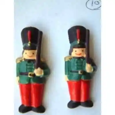 HUGE-Funky Nutcracker TOY SOLDIER BUTTON EARRINGS-Fun Holiday Xmas Charm Jewelry • $8.99