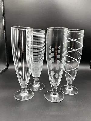 Set Of 4 Mikasa Cheers Pilsners 9 1/2  Beer Glasses Etched  Excellent Condition • $39