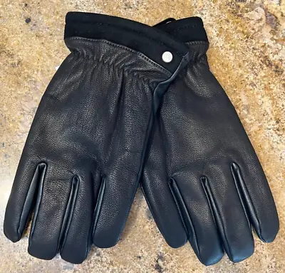 NWT Authentic Men's UGG Capitan Faux Fur-Lined Leather Gloves Black Medium • $45