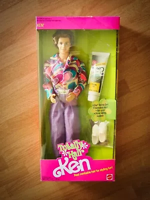 NIB 1991 Vintage Mattel Totally Hair Ken Barbie Doll  With Dep Styling Gel #1115 • $45