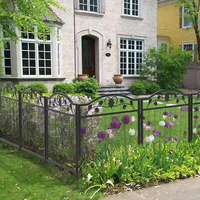 32'' Thicked Metal Garden Fence Border 5 Panel DIY Animal Barrier Fencing Edging • $119.91