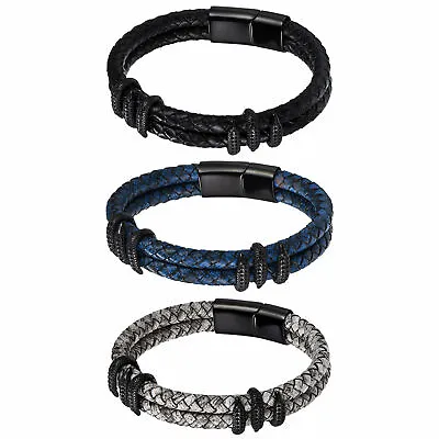 $12.99 • Buy Men Punk Skull Dragon Claw Braided Leather Bracelet Wristband Magnetic Clasp