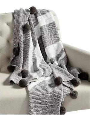 Whim By Martha Stewart Collection Bar Code Throw Gray White 50 X 60 NEW • $23.96