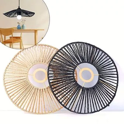 Paper Rope Lampshade Imitation Rattan Lamp Decor Retro Pastoral Style Lampshade • $24.25