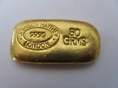 Very Rare Vintage 50 Gram JM Johnson Matthey London .9990 Poured Gold Ingot Bar • $8999